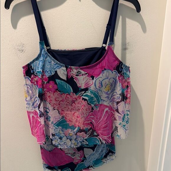 Kim Rogers Floral Takini SwimTop - Pink and Blue size Large - Picture 3 of 9